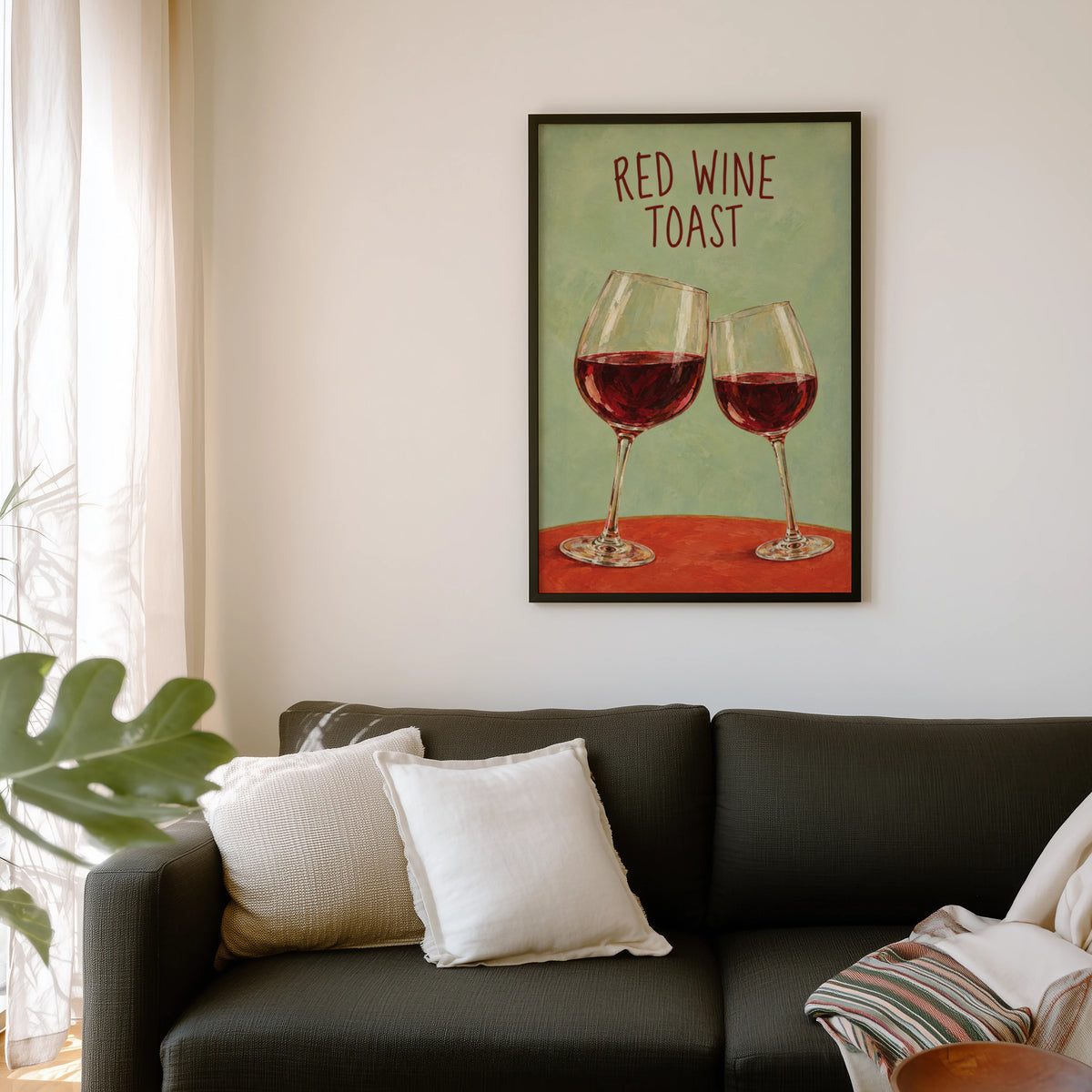 Vintage Red Wine Toast Print Poster, Wine Wall Art