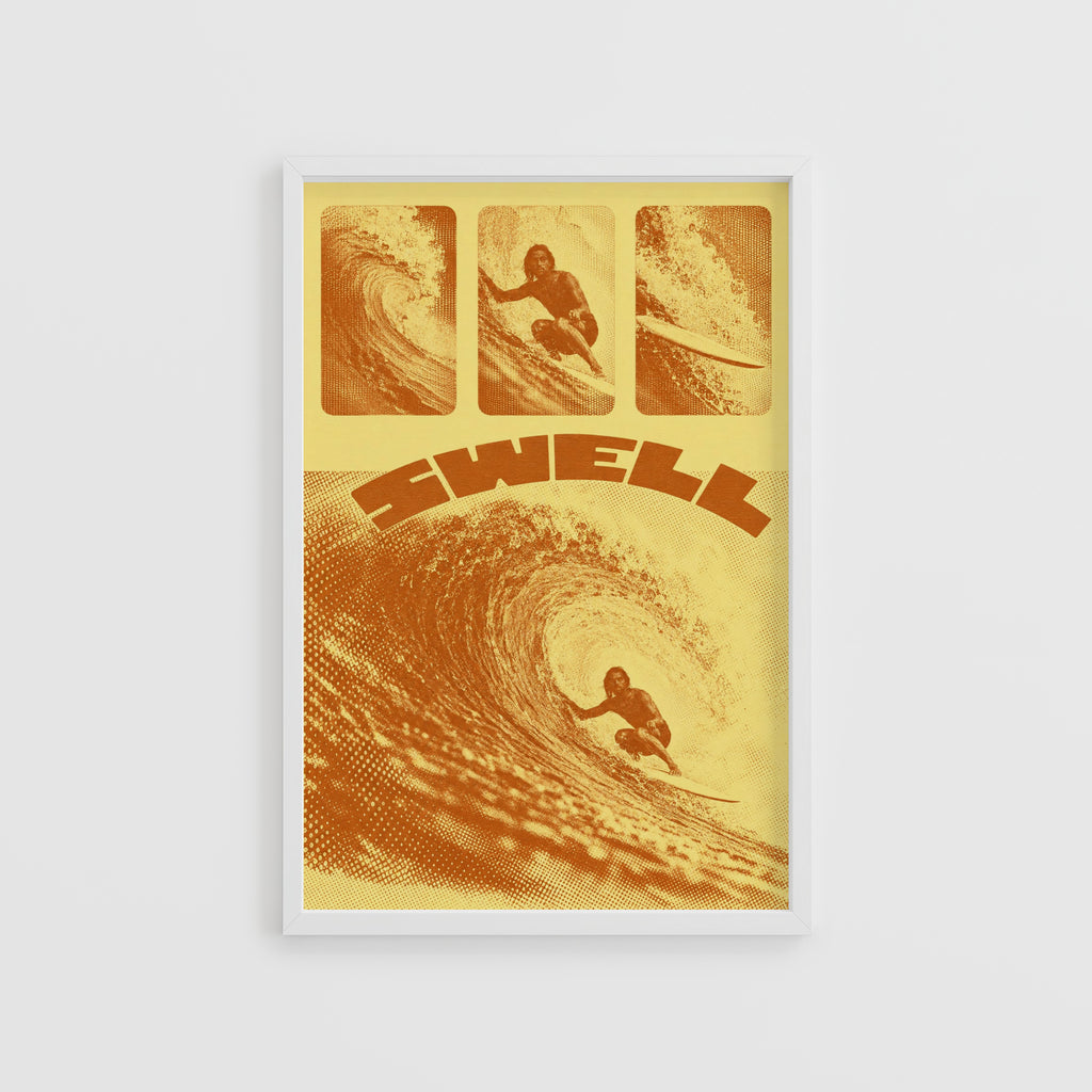 Vintage Swell Surf Print, Retro Surfer Poster, Wave Art