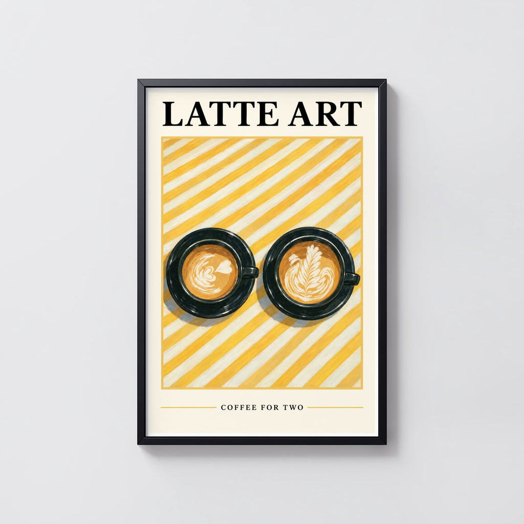 Vintage Latte Art Print and Poster, Coffee Wall Art