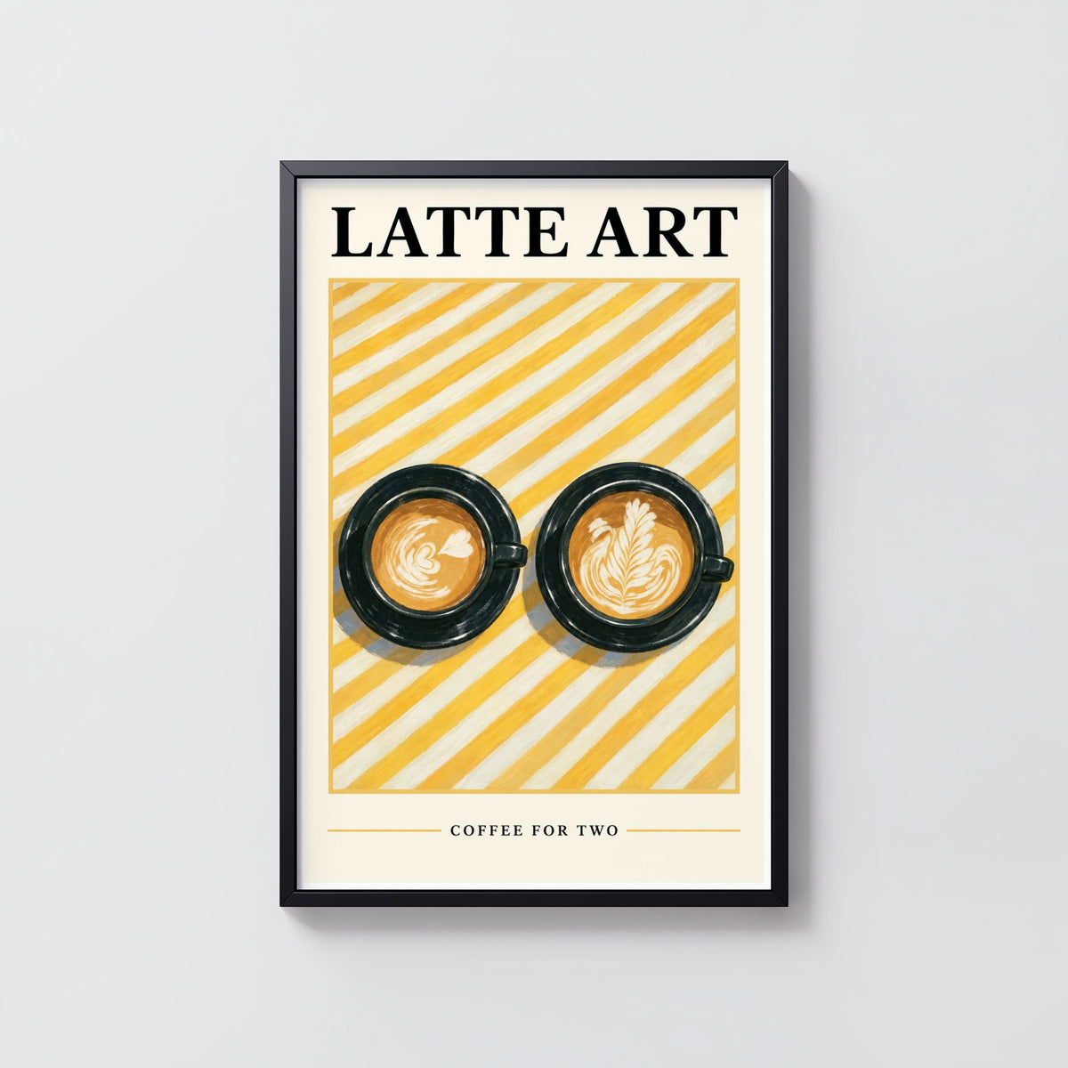 Vintage Latte Art Print and Poster, Coffee Wall Art