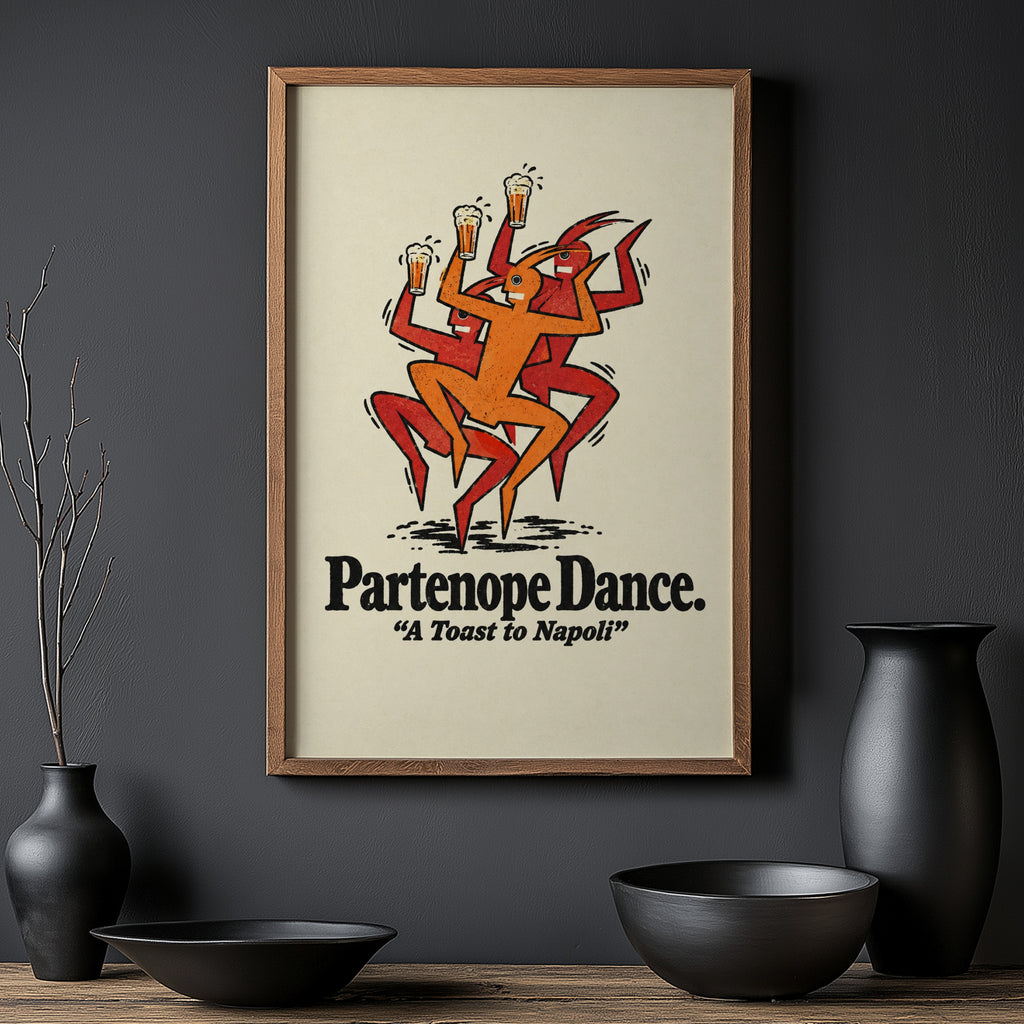 Vintage Beer Print, Partenope Dance Poster, Napoli Art