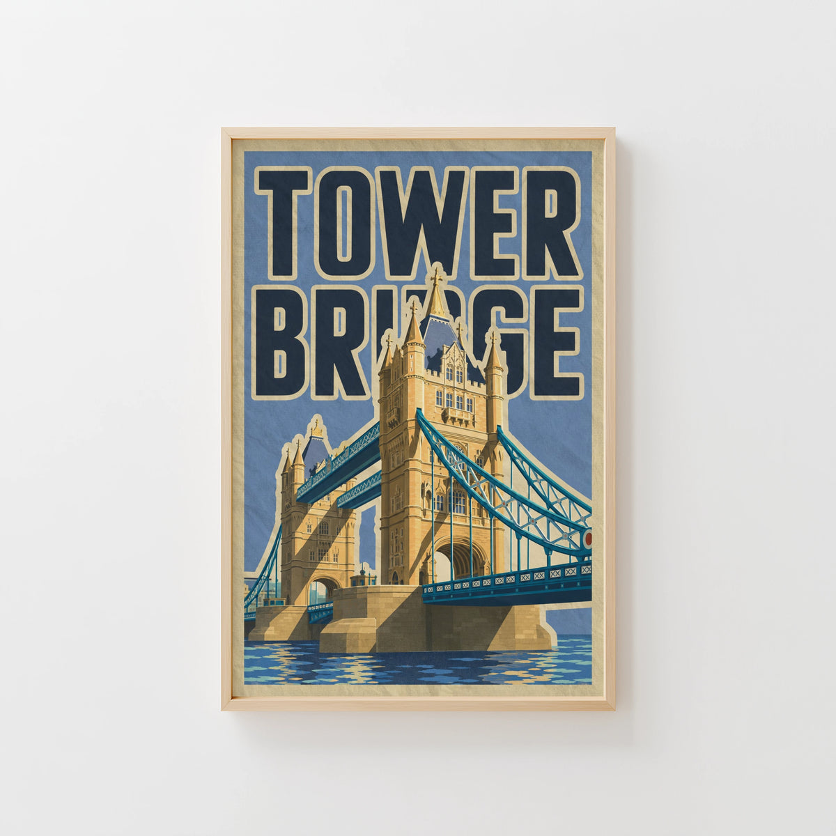 Vintage Tower Bridge London Poster, Retro Wall Art, Print