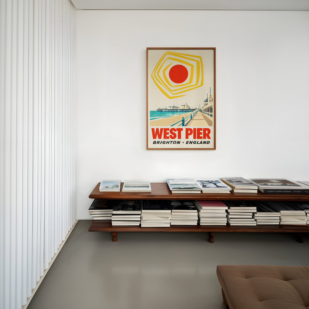 Vintage West Pier Brighton Poster, Seaside Wall Art Print