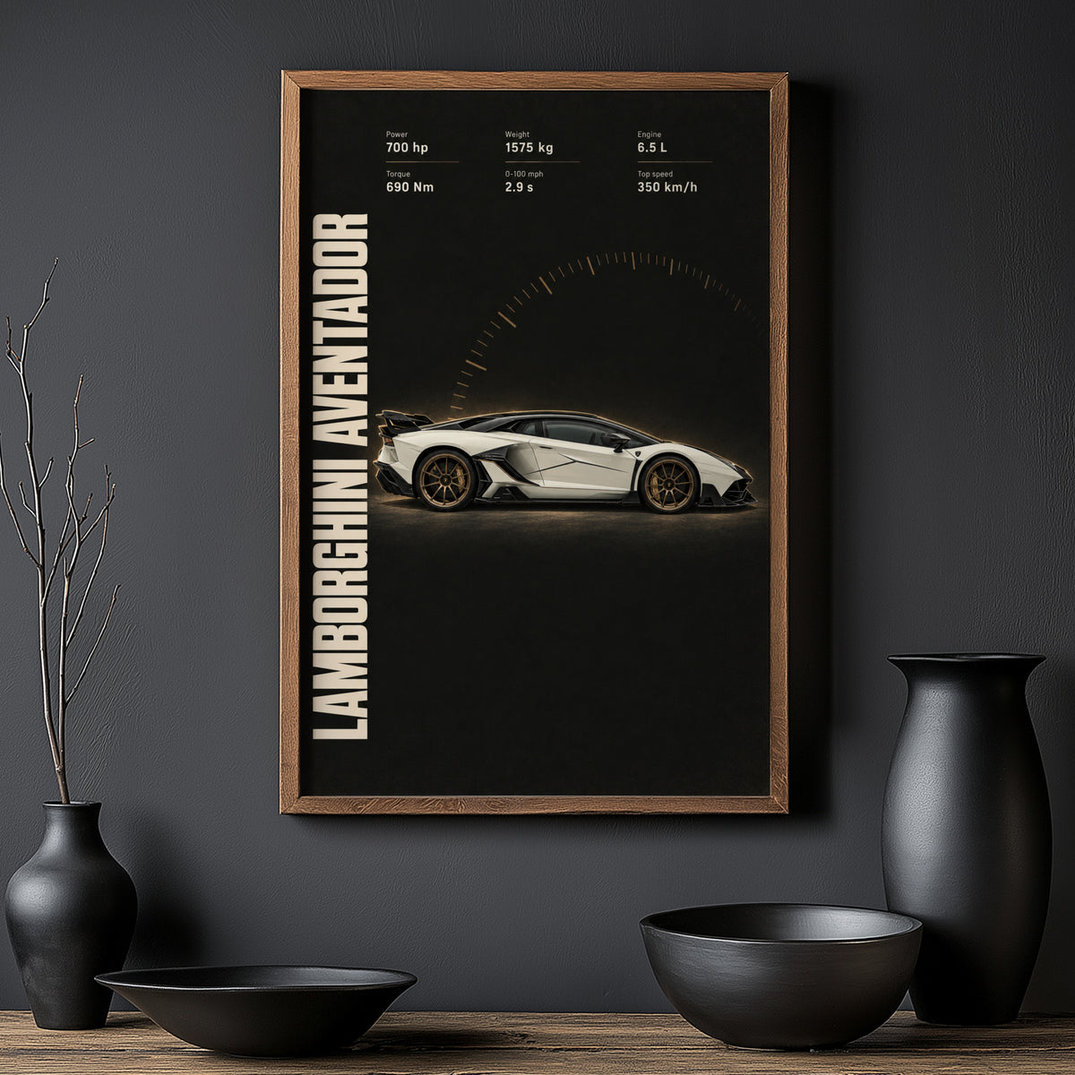 Vintage Lamborghini Aventador Print, Car Poster Wall Art