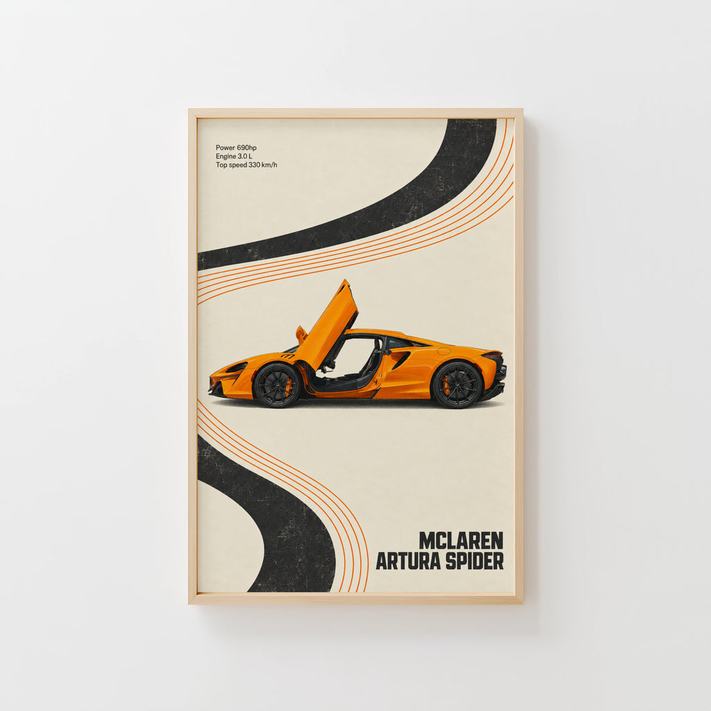 Vintage McLaren Print, Supercar Wall Art