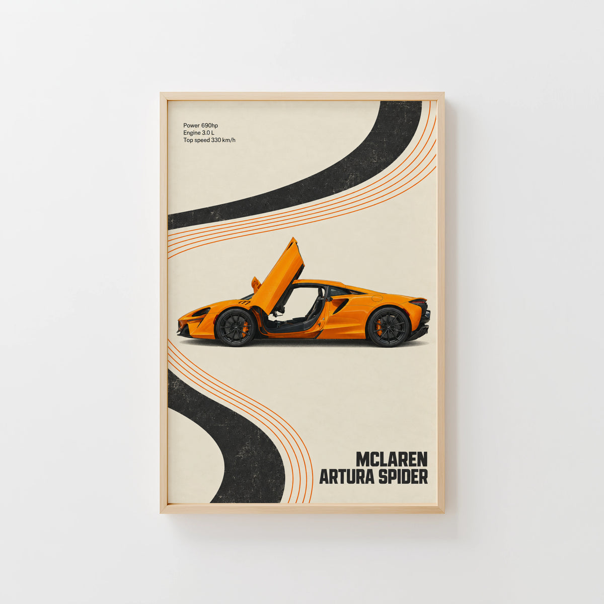 Vintage McLaren Print, Supercar Wall Art