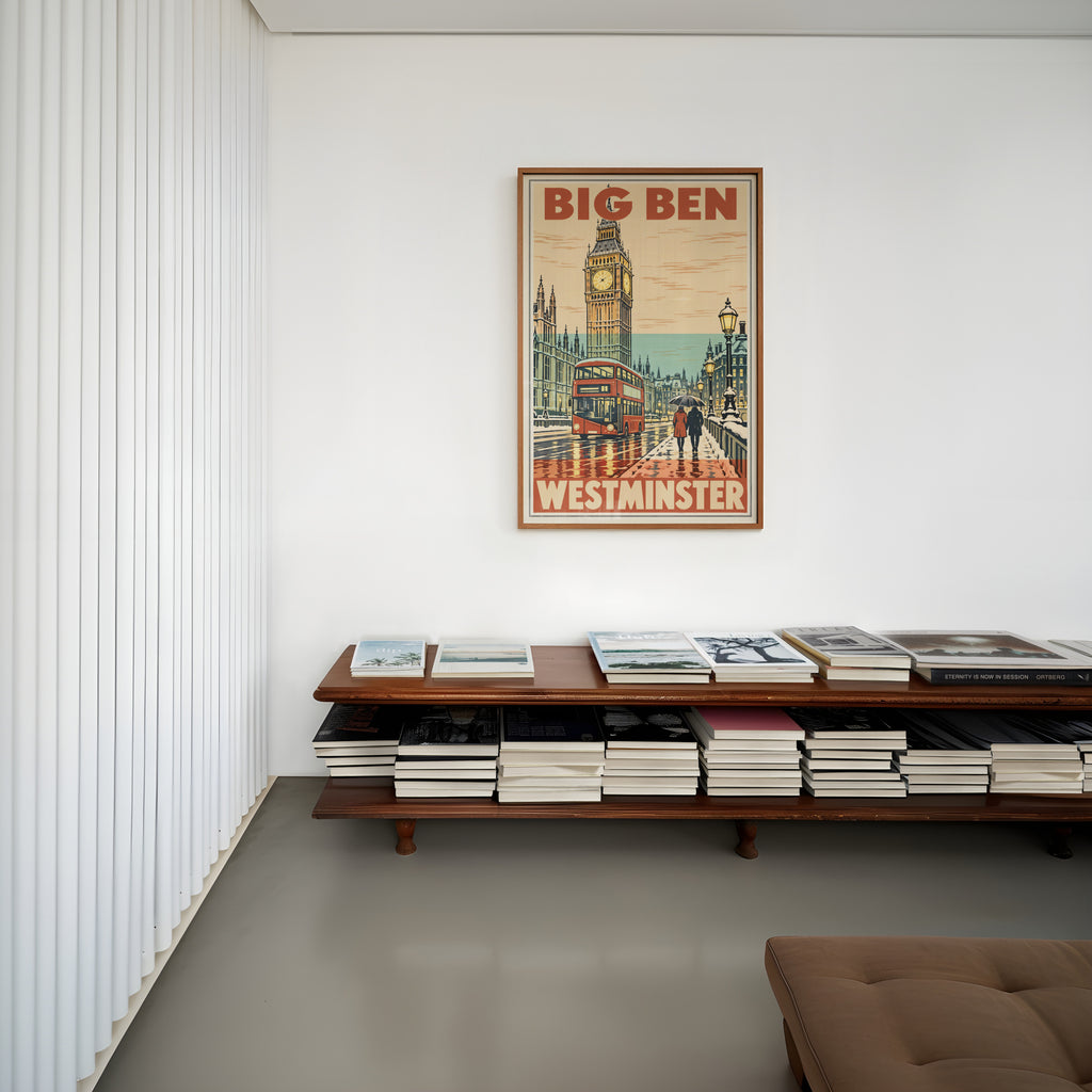 Vintage Big Ben Westminster Poster, London Wall Art Print