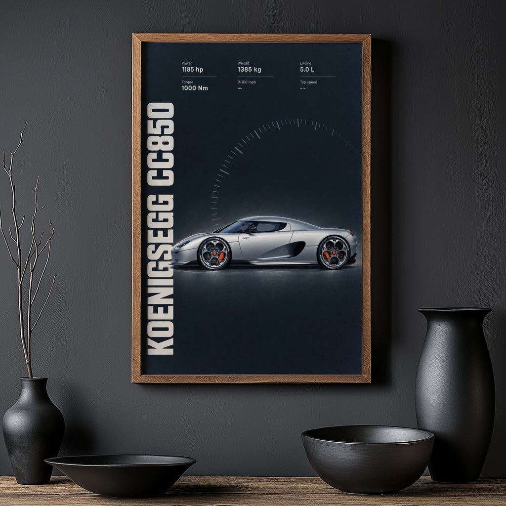 Vintage Koenigsegg CC850 Print, Supercar Wall Art