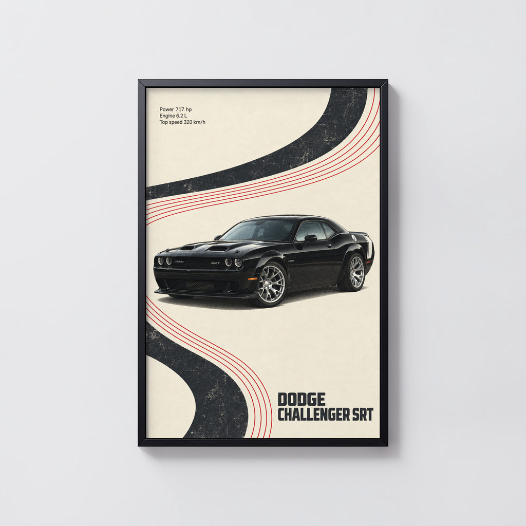 Vintage Dodge Challenger SRT Print, Muscle Car