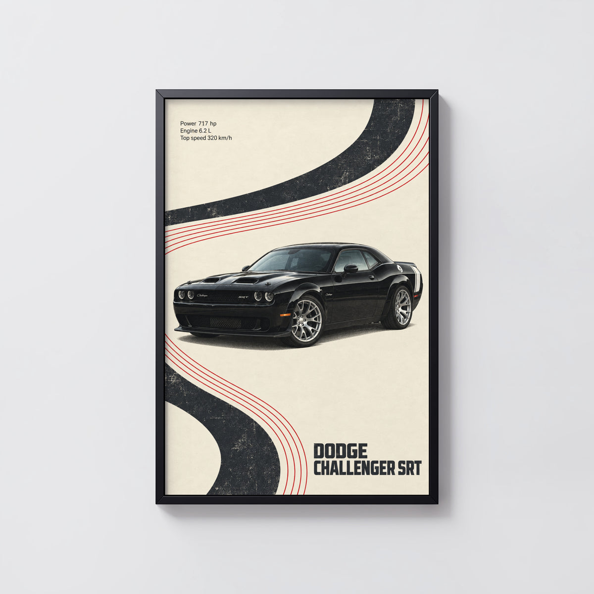 Vintage Dodge Challenger SRT Print, Muscle Car