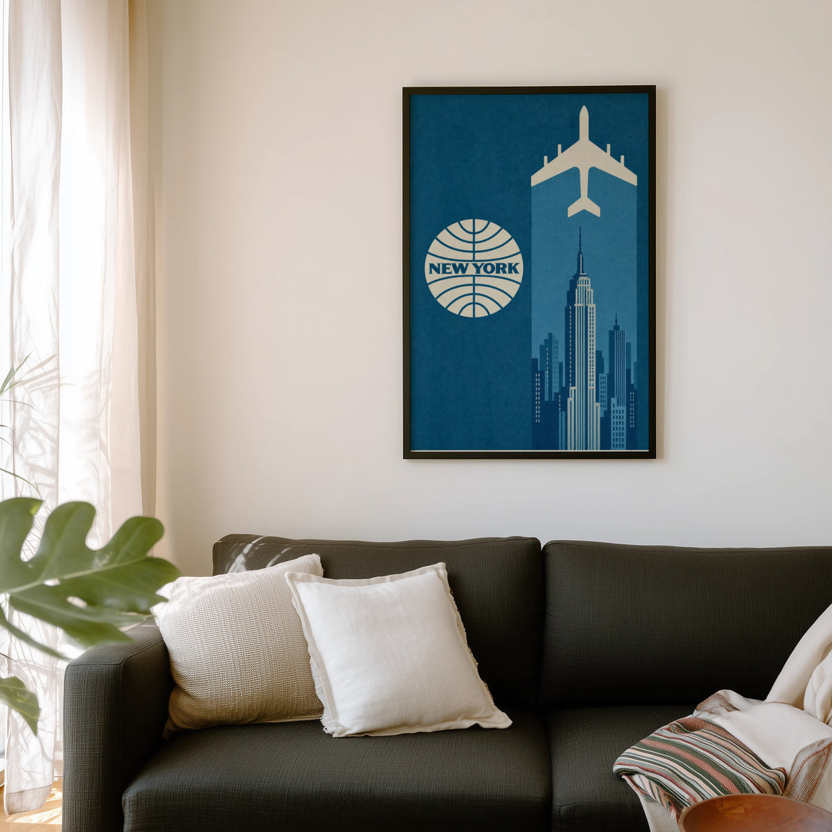 Vintage New York Poster, Skyline Wall Art, Retro Print