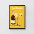 Vintage Champagne Print Poster, Retro Bar Wall Art