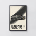 Vintage Ferrari 812 GTS Print, Supercar Wall Art