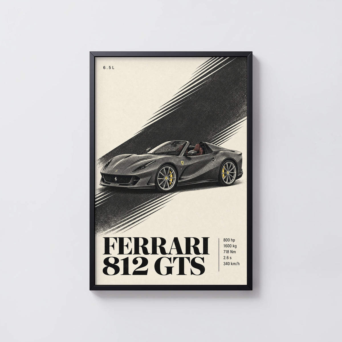 Vintage Ferrari 812 GTS Print, Supercar Wall Art