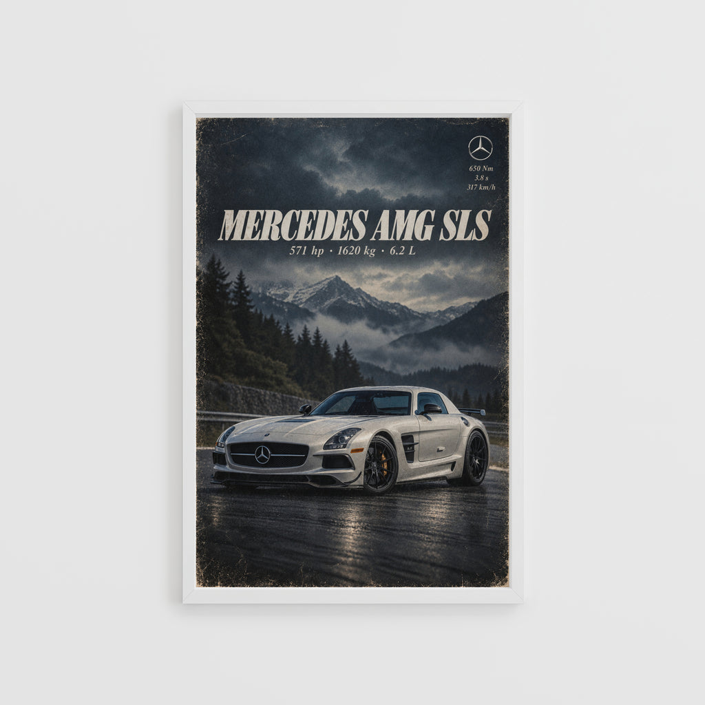 Vintage Mercedes AMG SLS Print, Car Poster, Wall Art