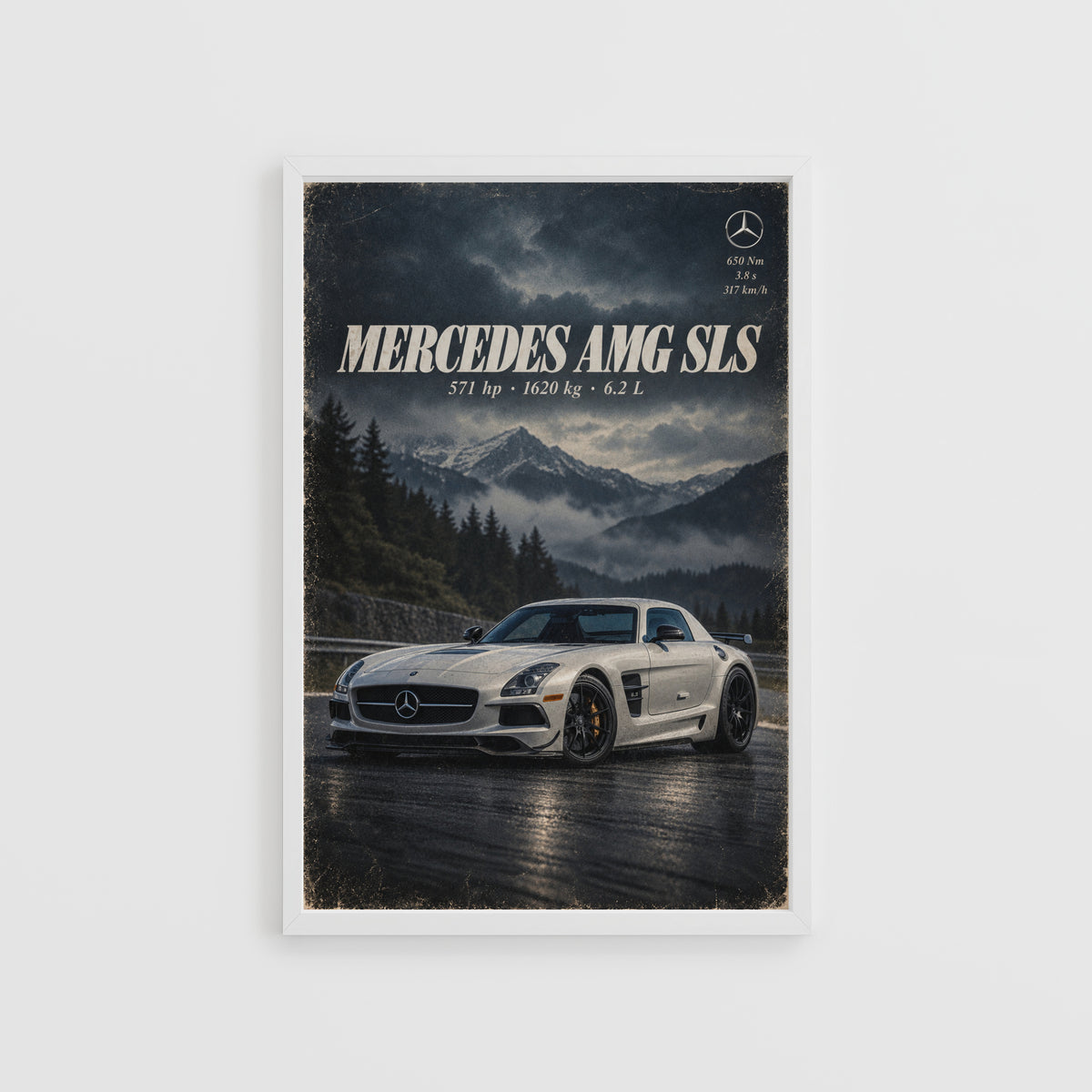 Vintage Mercedes AMG SLS Print, Car Poster, Wall Art