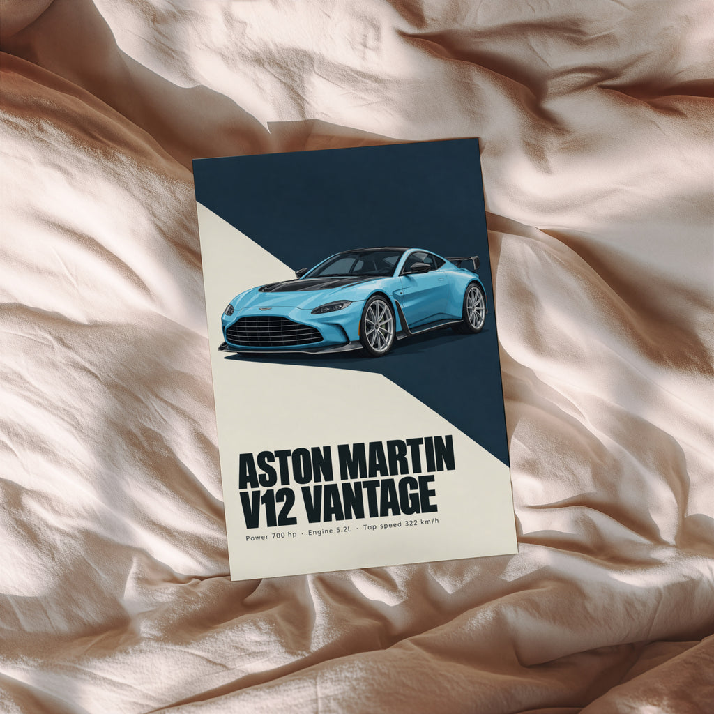 Vintage Aston Martin V12 Vantage Print, Car Art