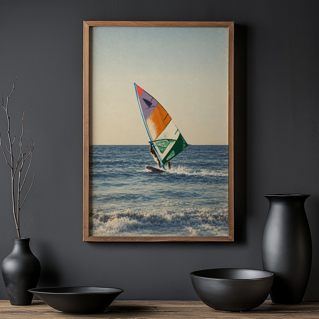 Vintage Windsurfing Print and Poster, Retro Surf Wall Art
