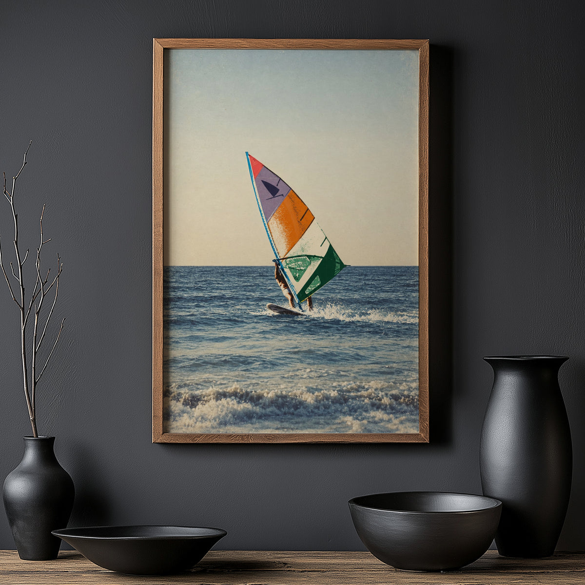 Vintage Windsurfing Print and Poster, Retro Surf Wall Art