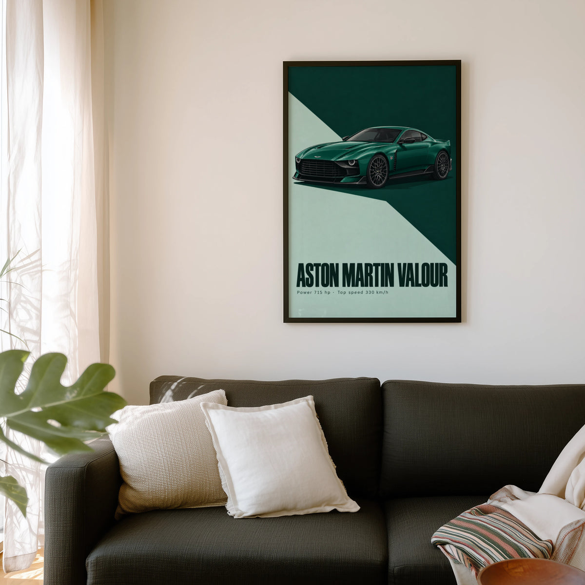 Vintage Aston Martin Valour Print, Green Car Art