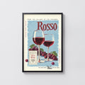 Vintage Rosso Red Wine Print Poster, Kitchen Wall Art