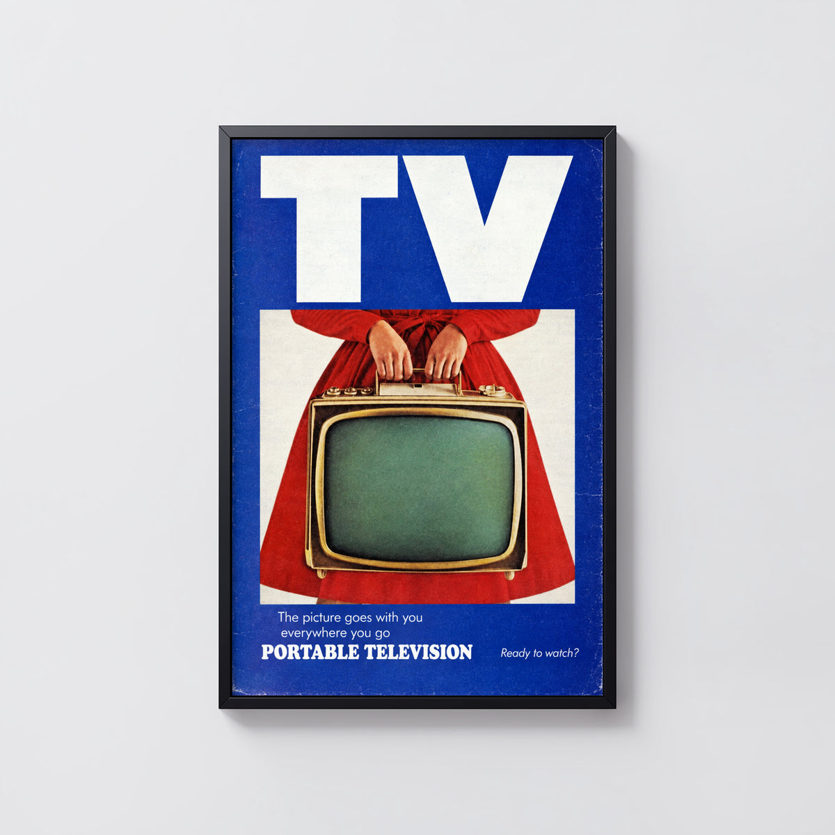 Vintage Portable TV Poster, Retro Advert Wall Art, Print