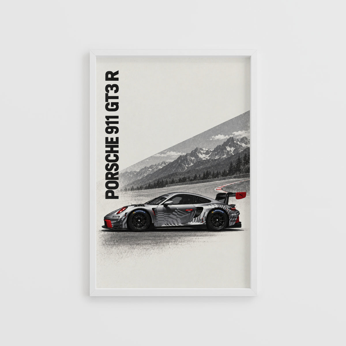 Vintage Porsche 911 GT3 R Print, Racing Wall Art