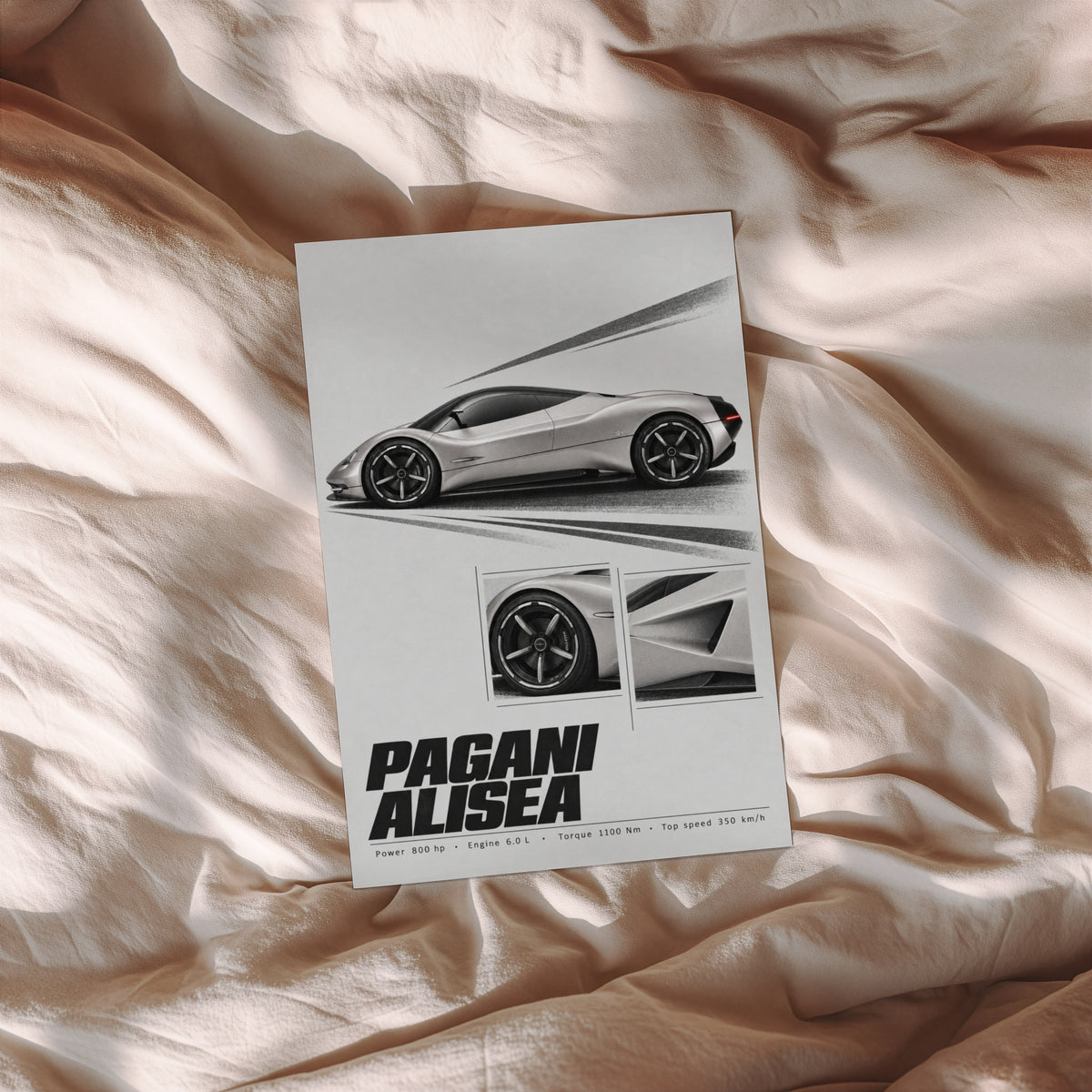 Vintage Pagani Alisea Print, Car Poster, Supercar Art