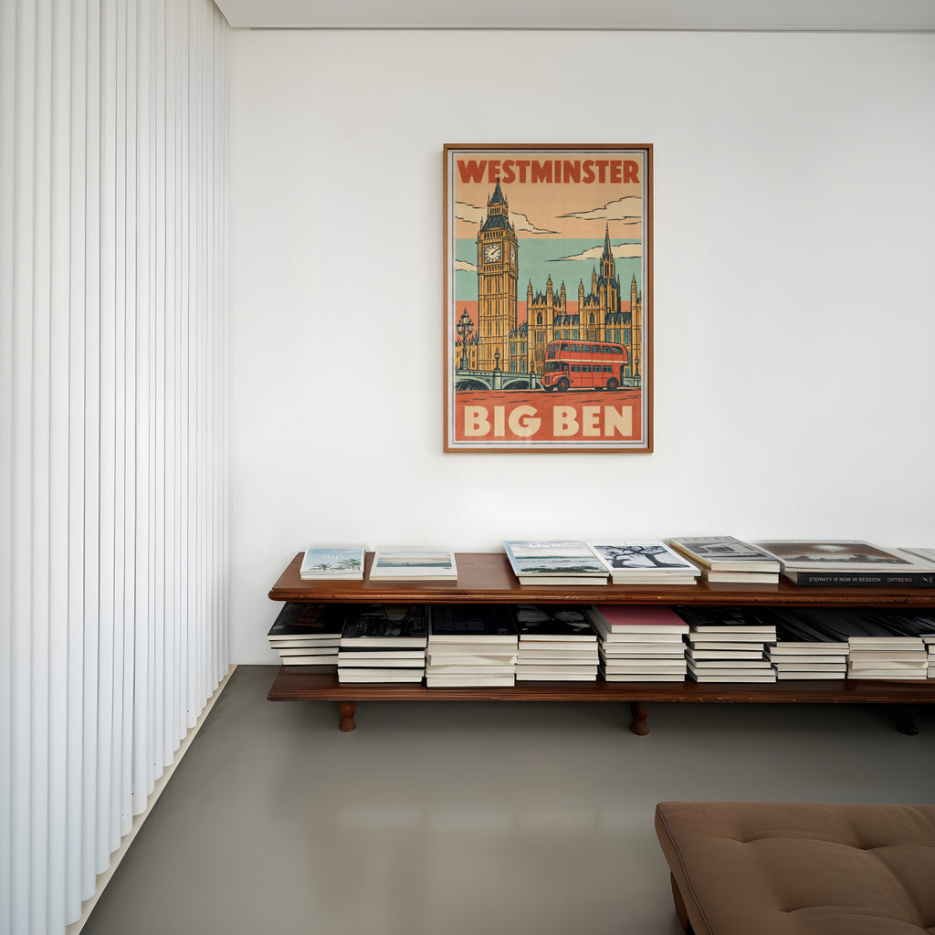 Vintage Big Ben Poster, London Wall Art, Westminster Print