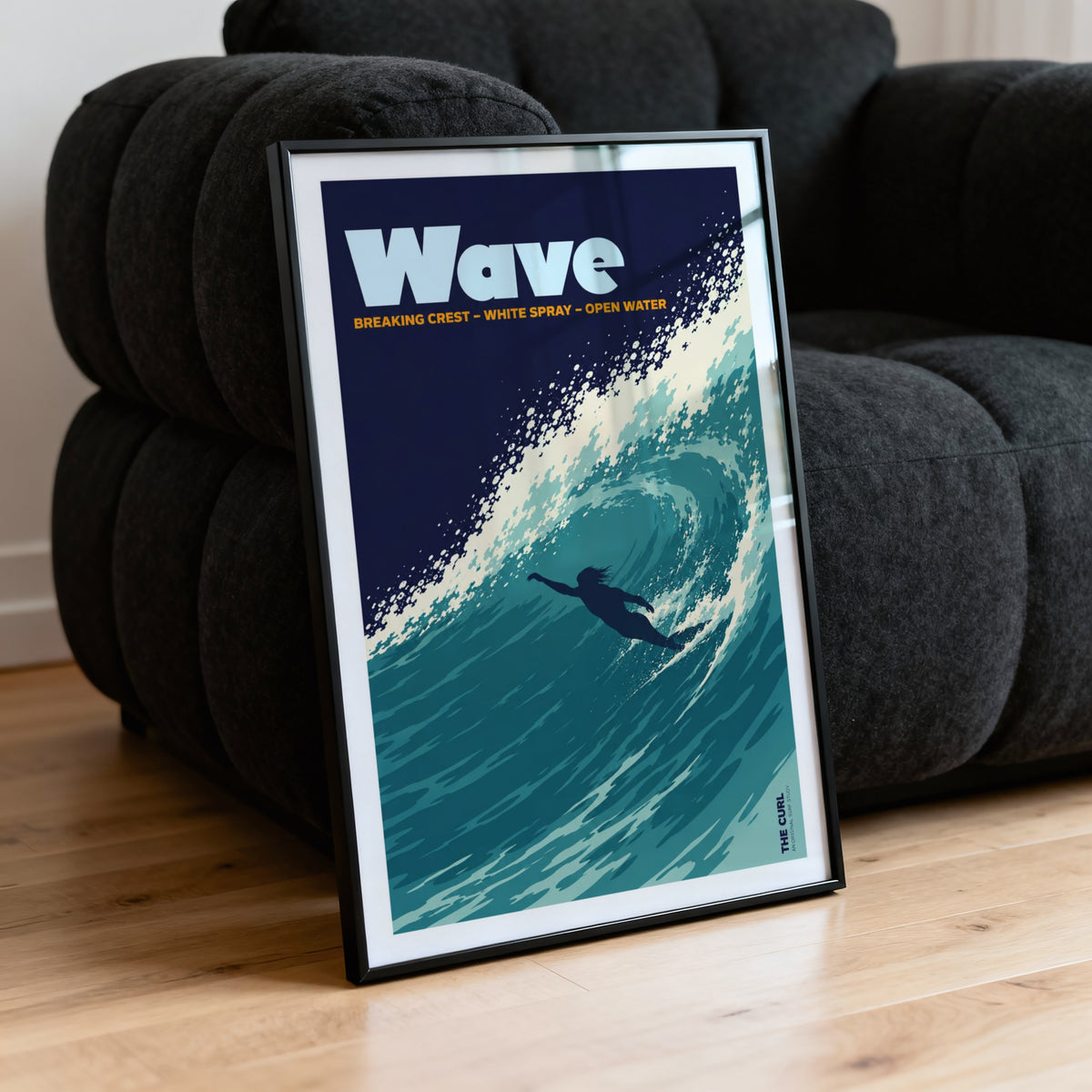 Vintage Surf Wave Print and Poster, Ocean Wall Art