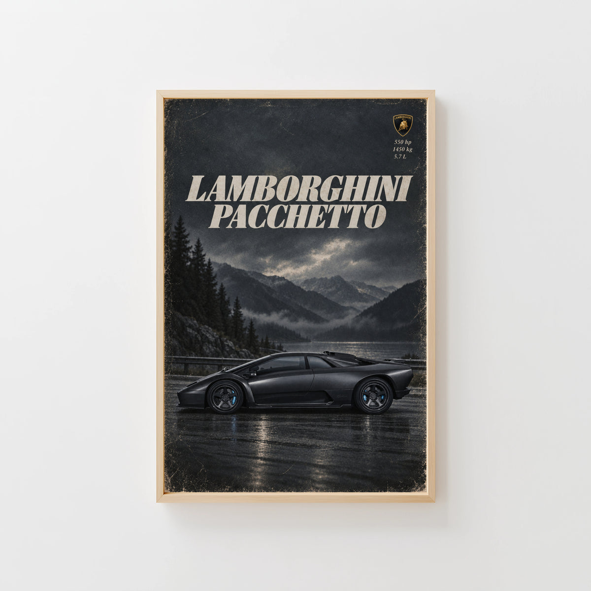 Vintage Lamborghini Pacchetto Print, Supercar Wall