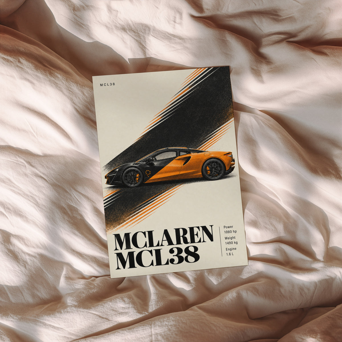 Vintage McLaren MCL38 Print, Supercar Wall Art