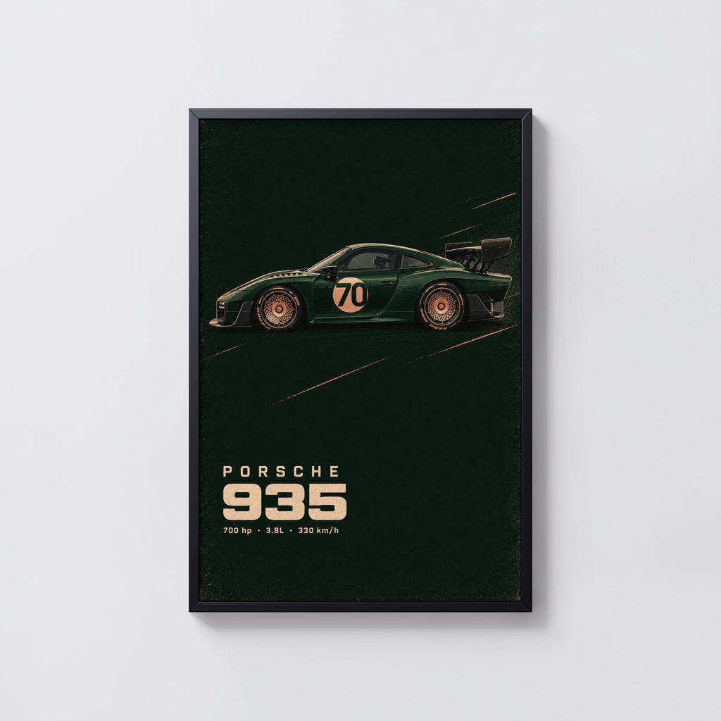 Vintage Porsche 935 Print, Racing Car Wall Art