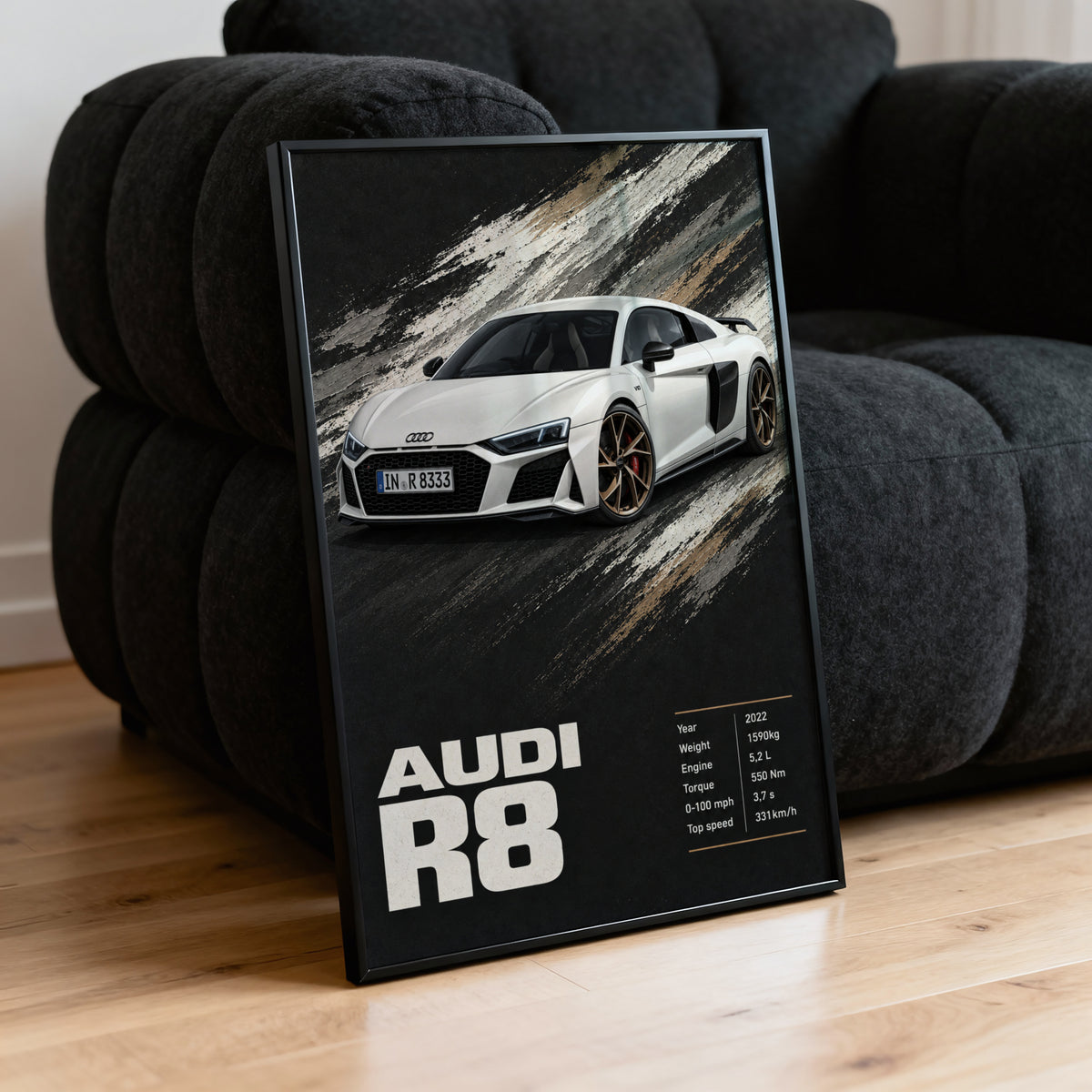 Vintage Audi R8 Print, Supercar Poster, Car Wall Art