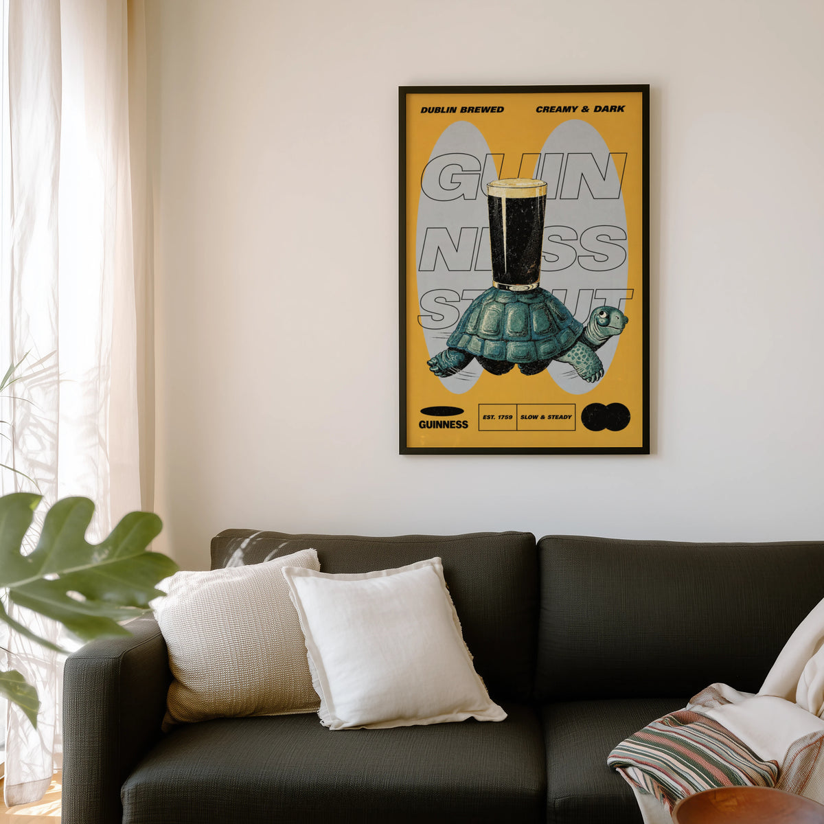 Vintage Guinness Beer Print, Turtle Pub Poster