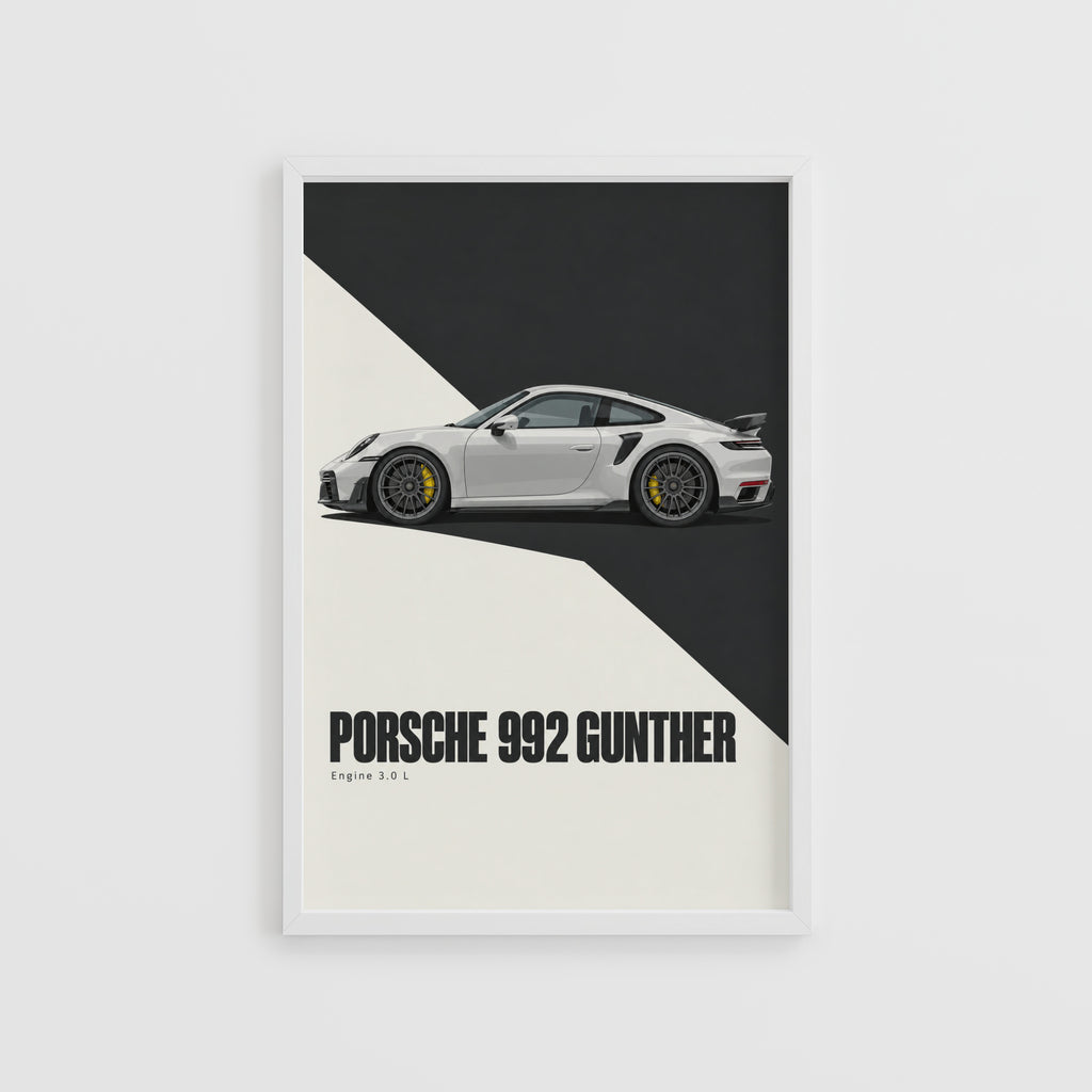 Vintage Porsche 992 Gunther Print, Car Wall Art