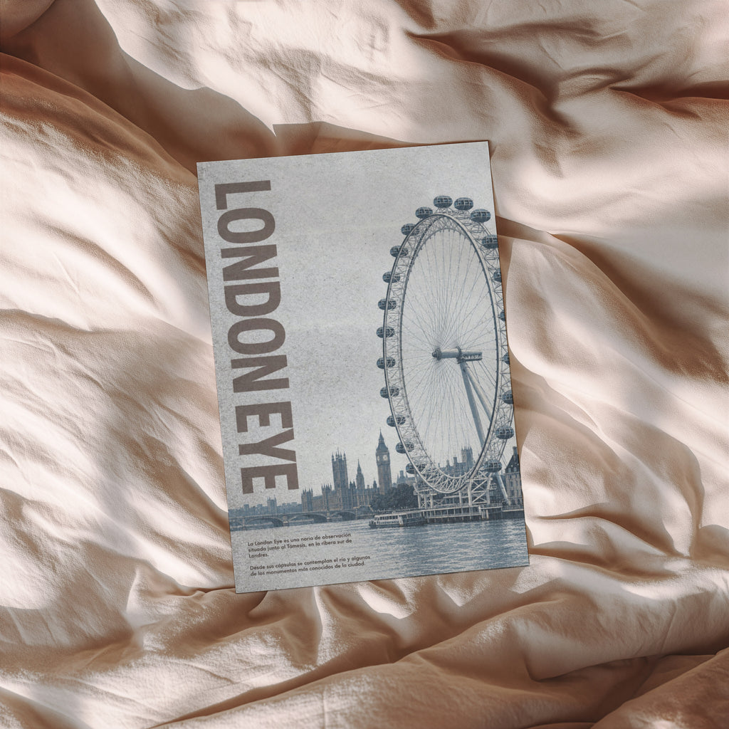 Vintage London Eye Poster, Thames Wall Art, England Print