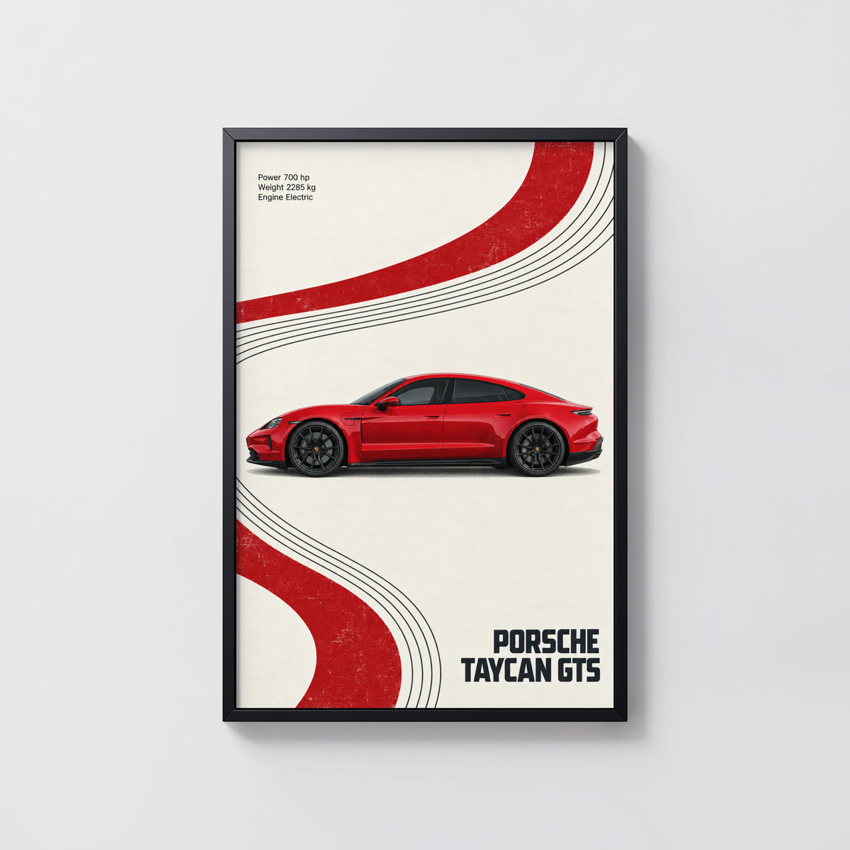 Vintage Porsche Taycan GTS Print, Car Poster