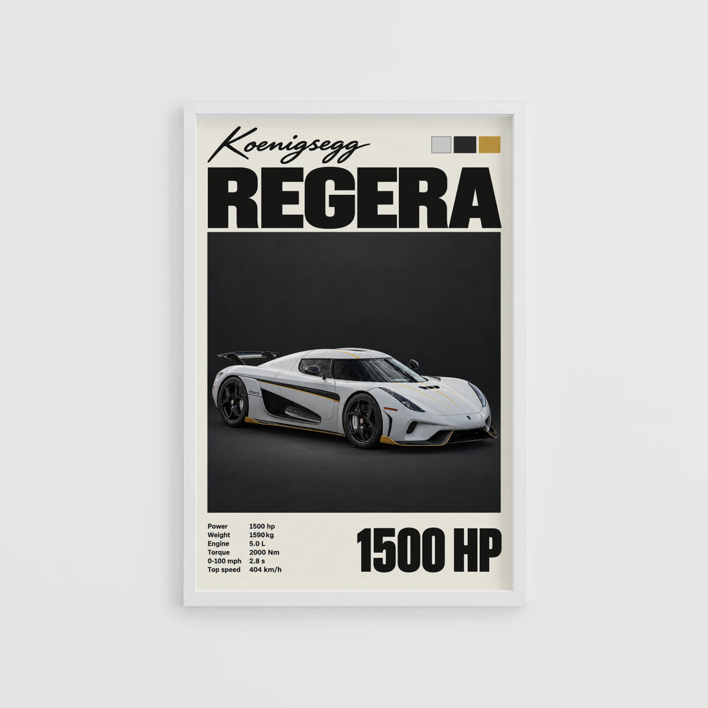 Vintage Koenigsegg Regera Print, Hypercar Wall Art