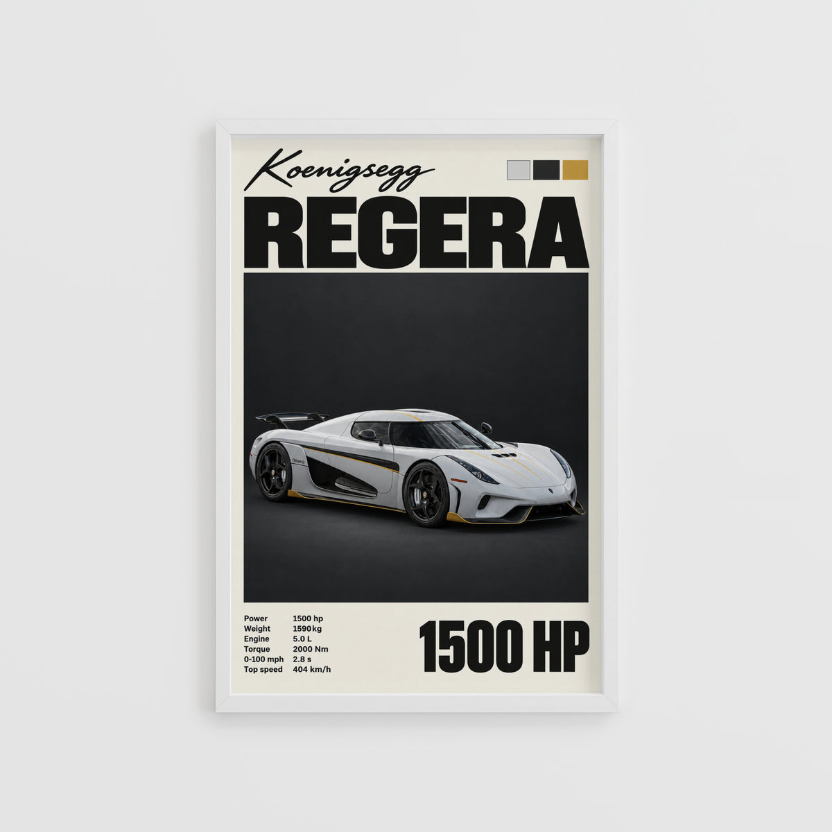 Vintage Koenigsegg Regera Print, Hypercar Wall Art
