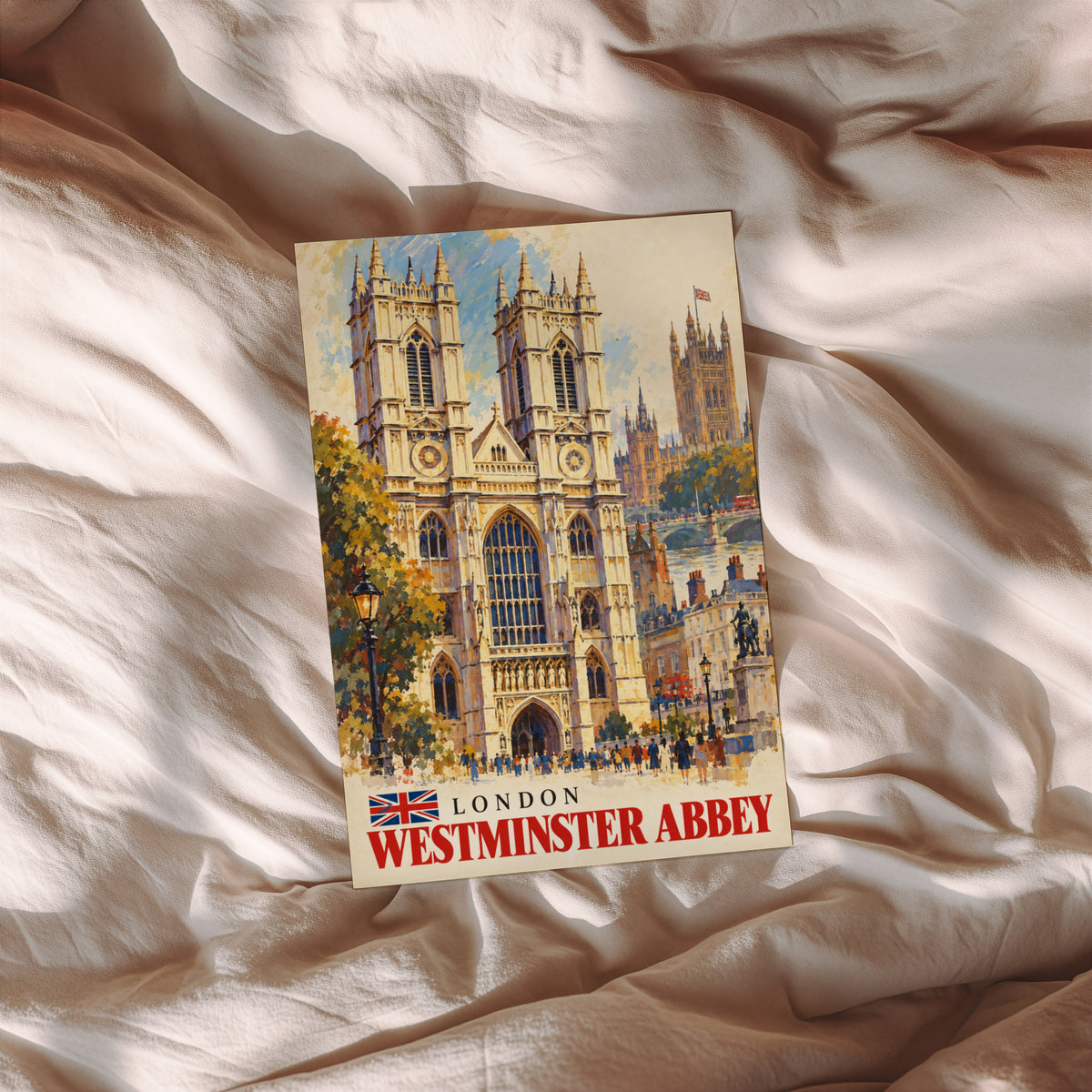 Vintage Westminster Abbey Poster, London Wall Art Print