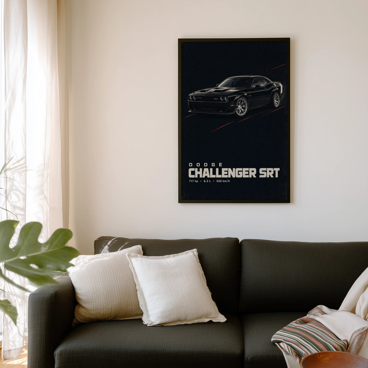 Vintage Dodge Challenger SRT Print, Muscle Car Art