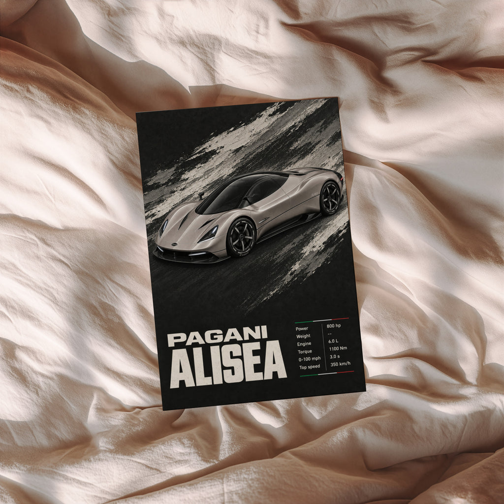 Vintage Pagani Alisea Hypercar Print, Car Poster Wall Art