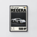 Vintage Koenigsegg Regera Print, Hypercar Wall Art