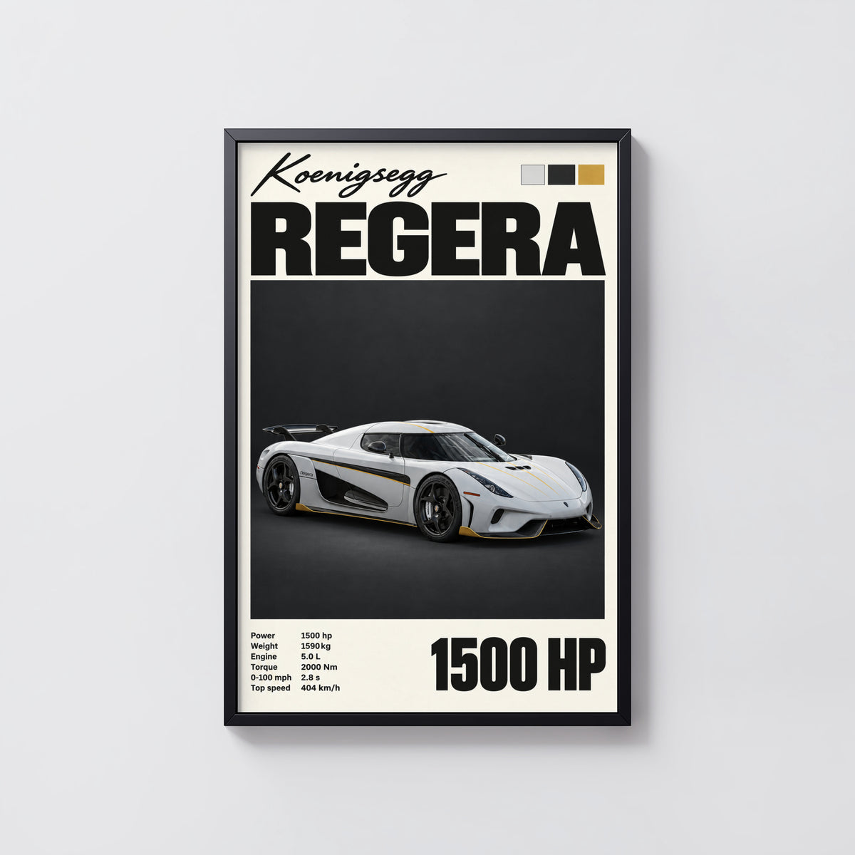 Vintage Koenigsegg Regera Print, Hypercar Wall Art