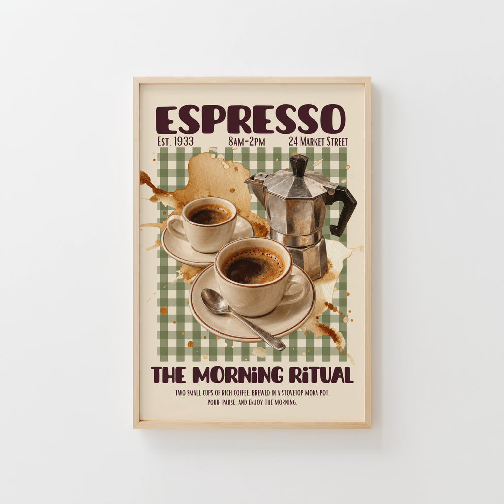 Vintage Espresso Print, Coffee Poster, Kitchen Wall Art