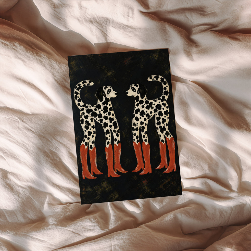 Vintage Dalmatian Print and Poster, Cowboy Boots Art