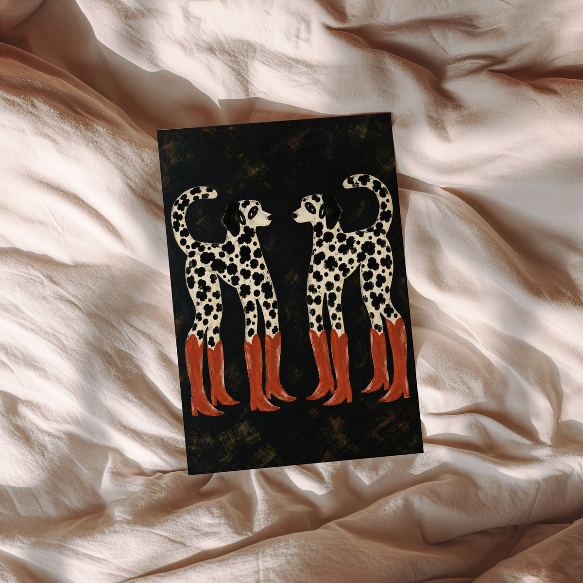 Vintage Dalmatian Print and Poster, Cowboy Boots Art