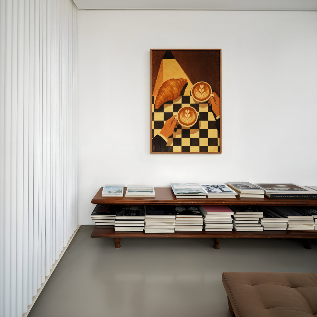 Vintage Coffee Print and Poster, Croissant Cafe Art