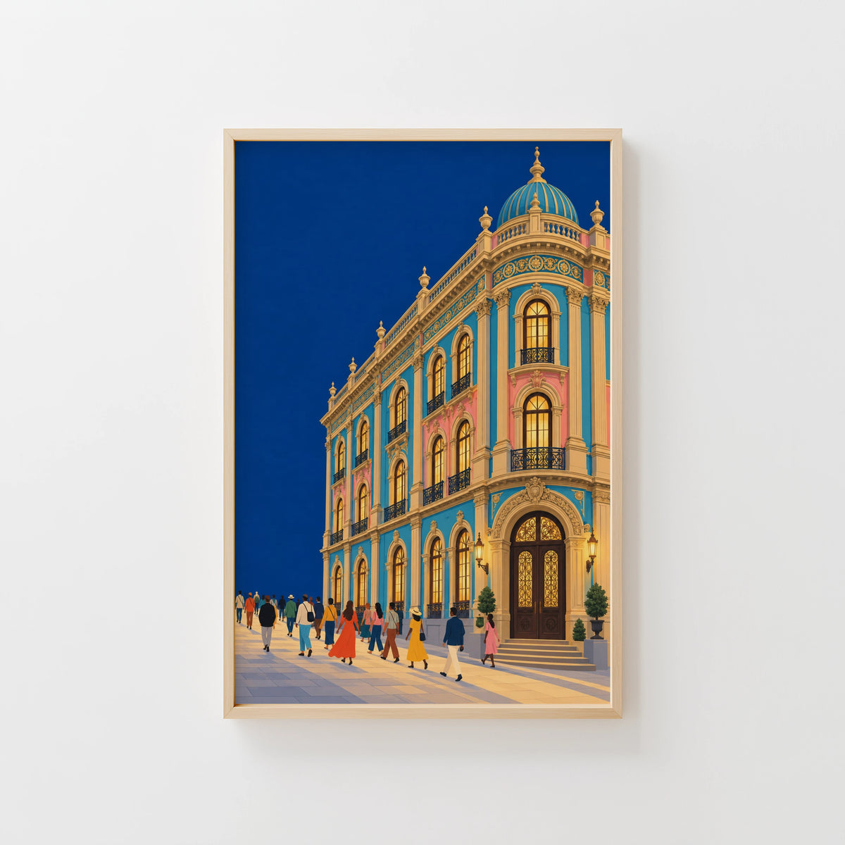 Vintage Ornate Corner Building Poster, Art Deco Print